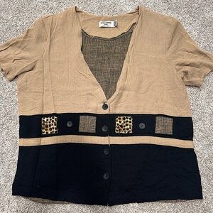 Alfred Dunner Unique Tan and Black Shirt